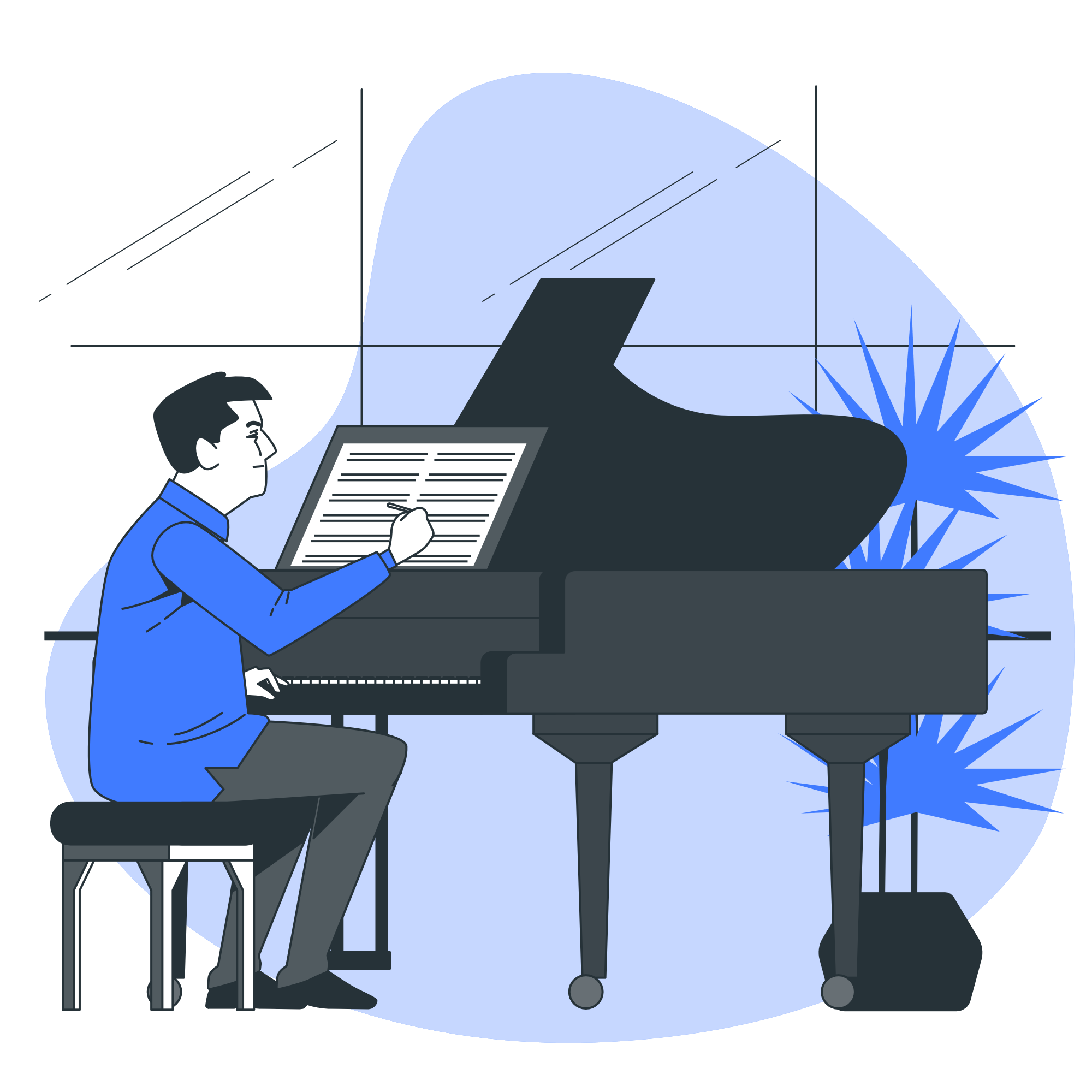 pianist learning music theory on the piano